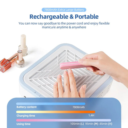 Wireless 120W Super Suction Nail Dust Collector