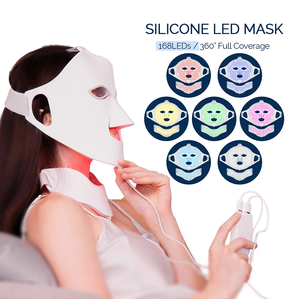 Face & Neck Silicone LED Light Therapy Mask – 7 Colors