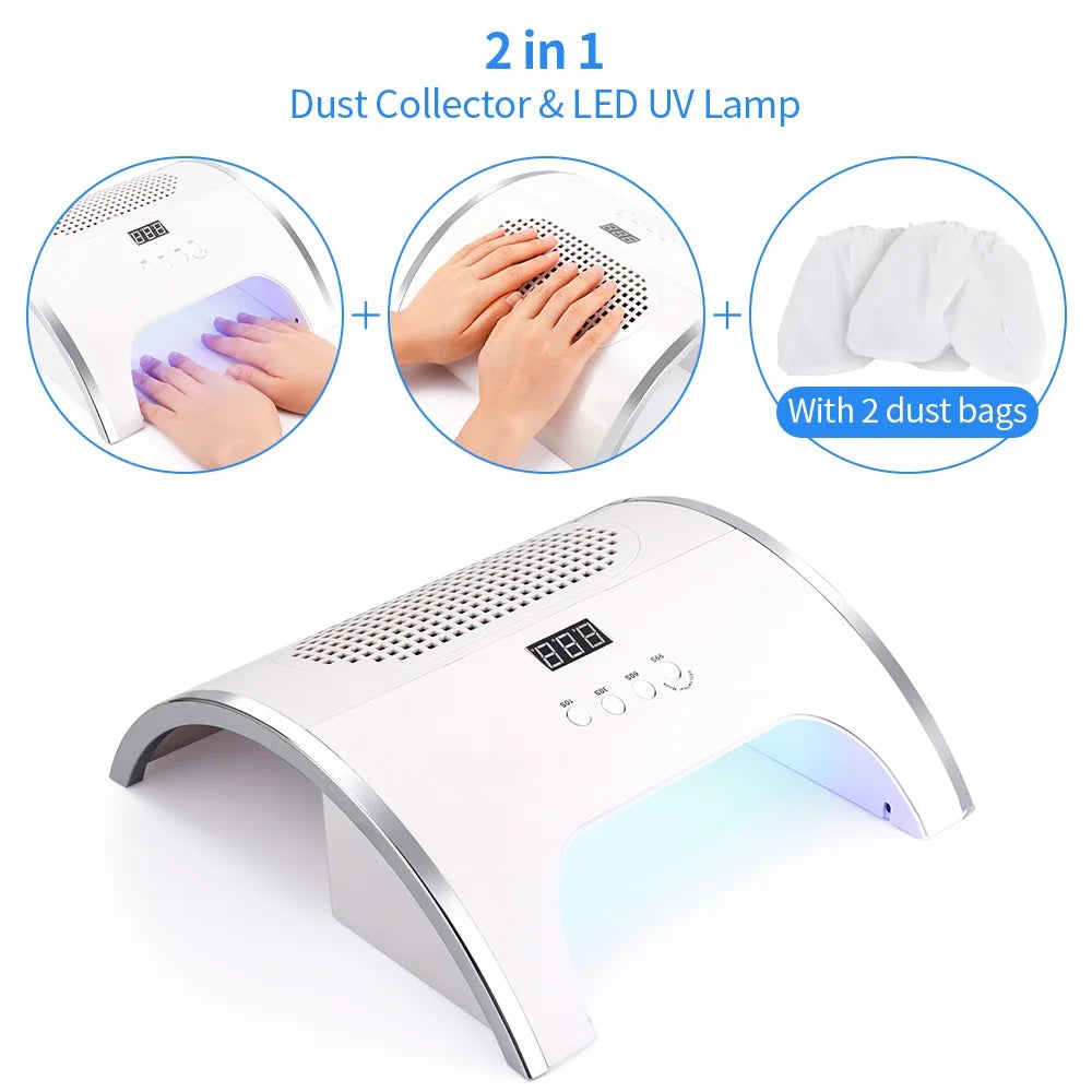 2-in-1 Nail Dust Collector & Nail Drying Lamp – 80W